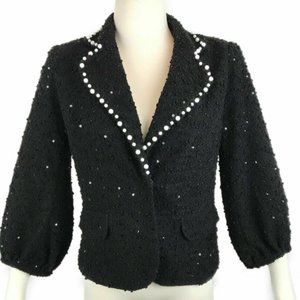 ALBERTO MAKALI Black Jacket w/ Pearls & Sequins. 4